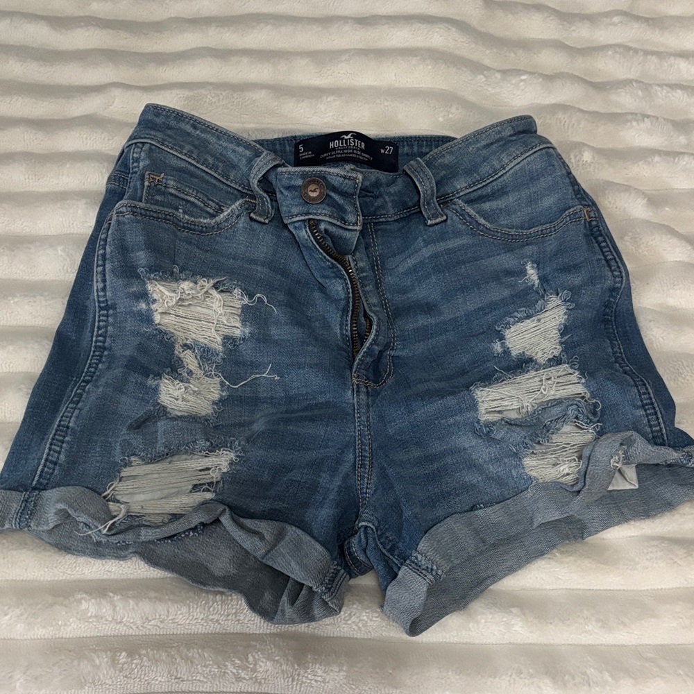 Hollister Women's Ripped Blue Jean Shorts